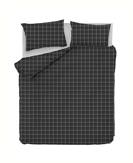 Lenjerie pat 200 x 220 cm Piggi (Negru + Gri)