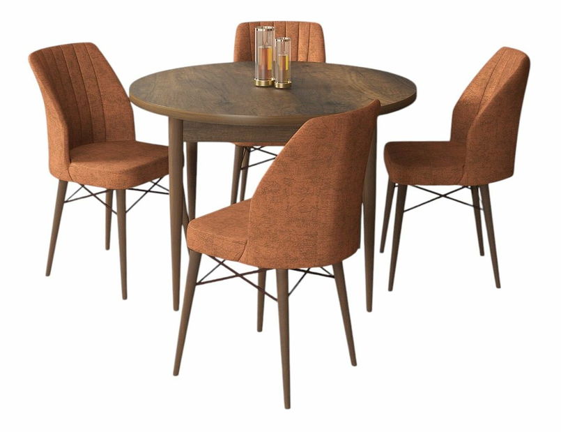 Jedálenský set Roxie (orech barokový + tehlová) (pre 4 osoby)