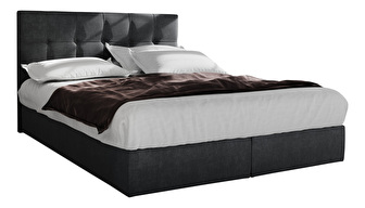 Bračni krevet  Boxspring 140 cm Porto (crna) (s madracem i prostorom za odlaganje) *rasprodaja