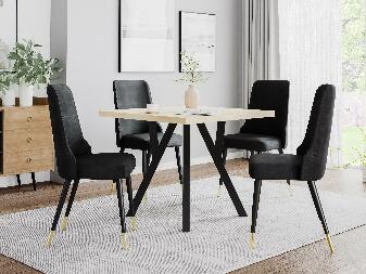 Set mobilier sufragerie Ponpa (negru + stejar sonoma + auriu) (pentru 4 persoane)