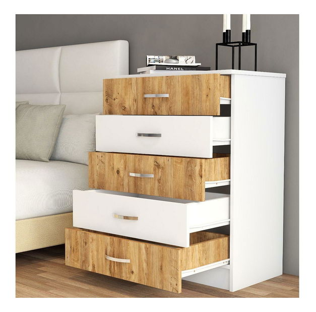 Komoda Pisulu 3 (borovica atlantická + biela) 