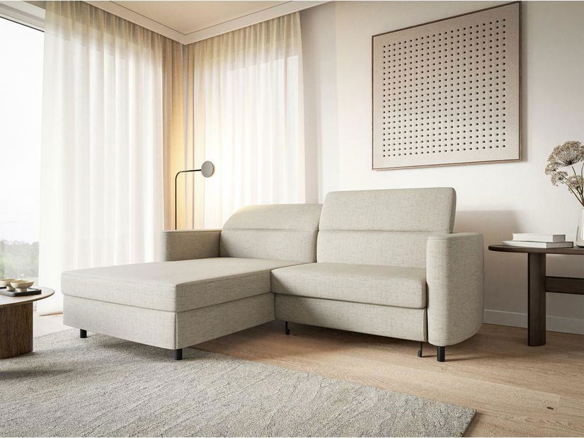 Rohová sedacia súprava Buchu (L) (svetlobéžová + čierna)