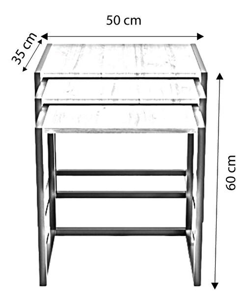 Dohányzóasztal szett (3 db.) Oleus (dió + fekete)