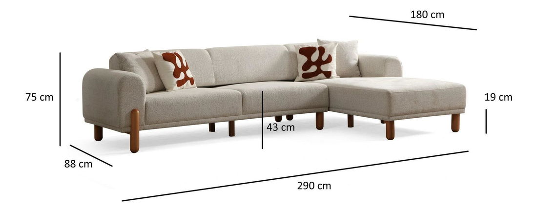 Kutna garnitura Lykeno (D) (krem + orah)