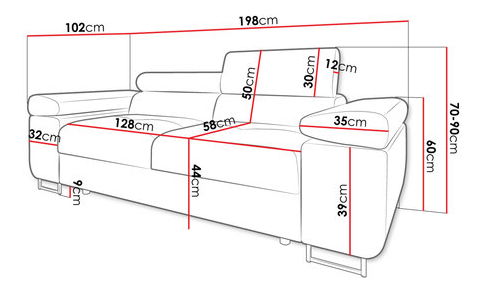 Canapea Terazuro 2 S (Gri închis) 