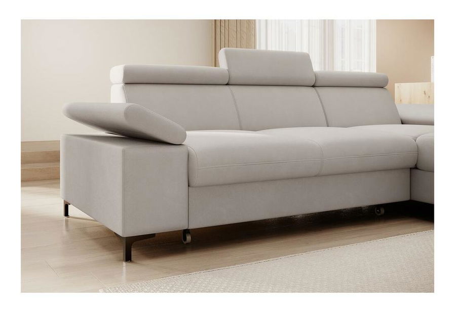 Colțar Miles (D) (gri bej + negru)