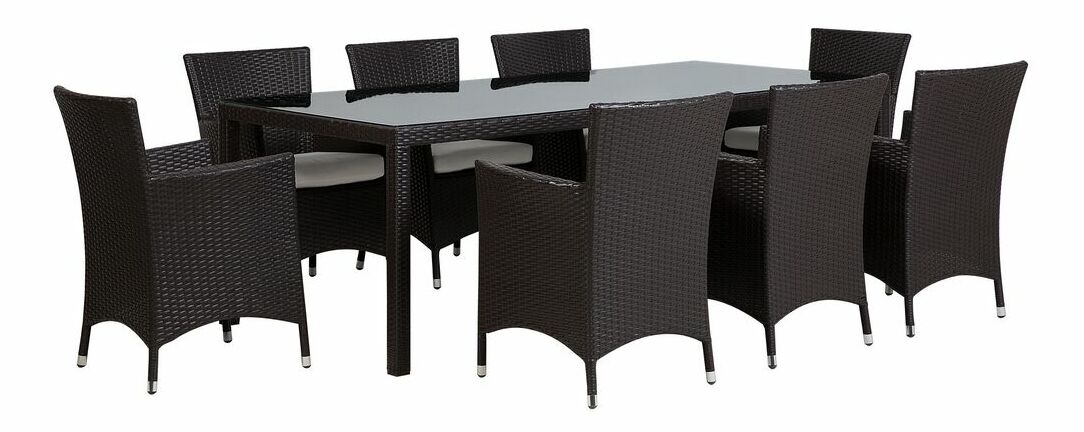 Set de masă pentru grădină TALIAN (ratan) (maro) (pentru 8 persoane)