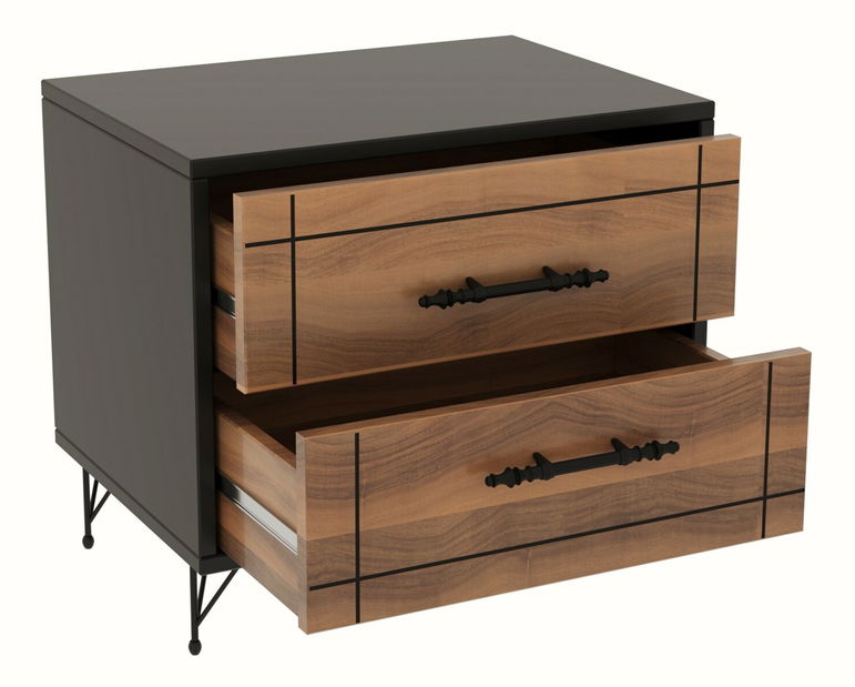 Éjjeliszekrény Natasha (dió + fekete)