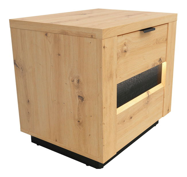 Noptieră Ostia KOM2S (Stejar artisan + Stejar negru)