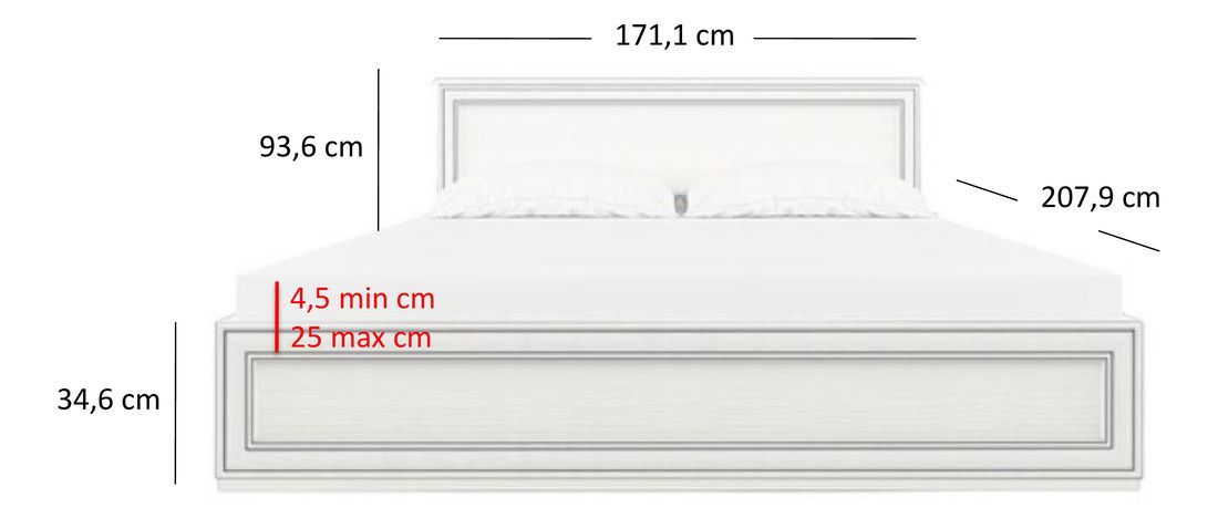 Franciaágy 160 cm Terina (woodline krém) (ágyráccsal)