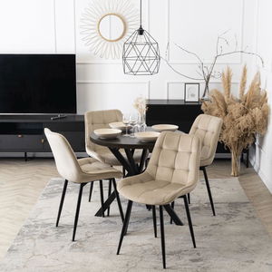 Széthúzható étkezőasztal Desistir (fekete) (4-8 fő részére)