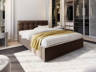 Pat matrimonial 180 cm Lonnie (maro) (cu somieră și sp. depozitare)