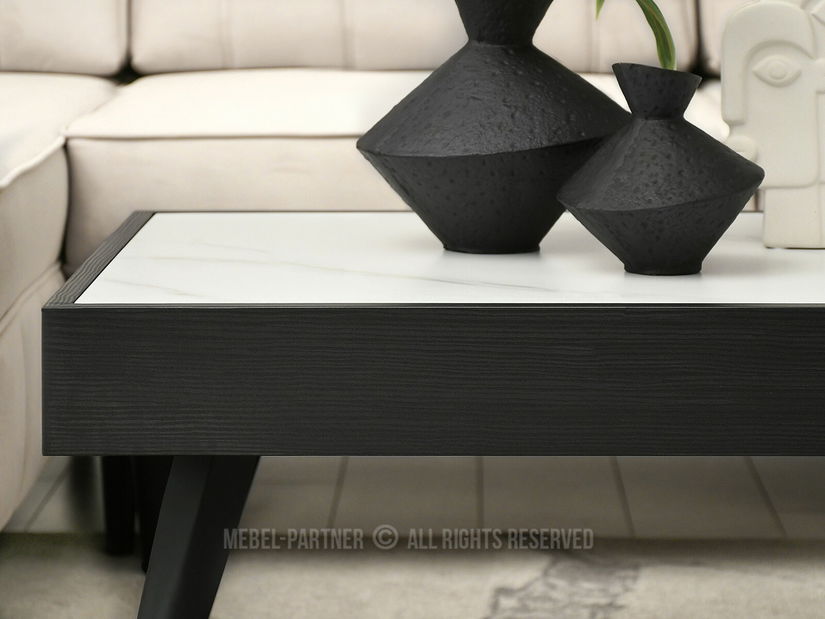 Dohányzóasztal Flock (fehér márvány + fekete)