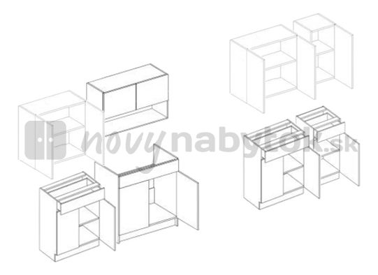 Kuchyňa Cherry 260 cm Dub sonoma + Orech