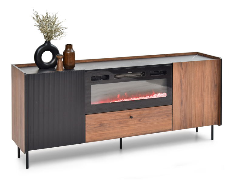 Măsuță TV/Dulap Protegidas P16 (negru) (cu șemineu)