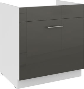 Dolná kuchynská skrinka pod drez Lavera 80 ZL 1S BB (korpus: biela + front: lesk sivý)