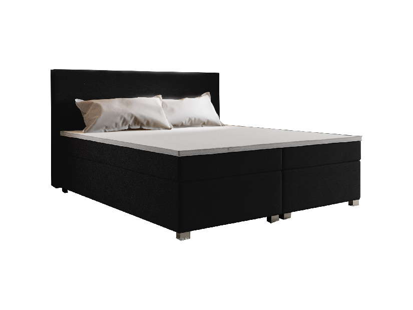 Pat matrimonial Boxspring 140 cm Simon Comfort (Negru) (cu saltea, fără sp. depozitare)