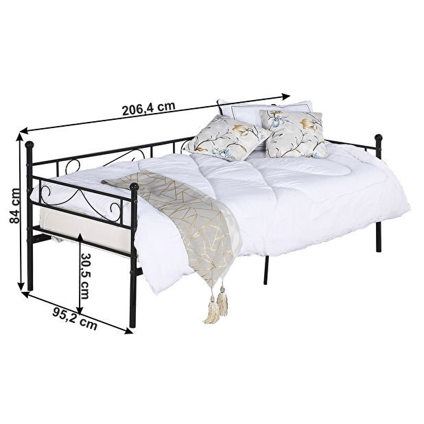 Jednolôžková posteľ 90 cm Rossa (s roštom) (čierna) *výpredaj