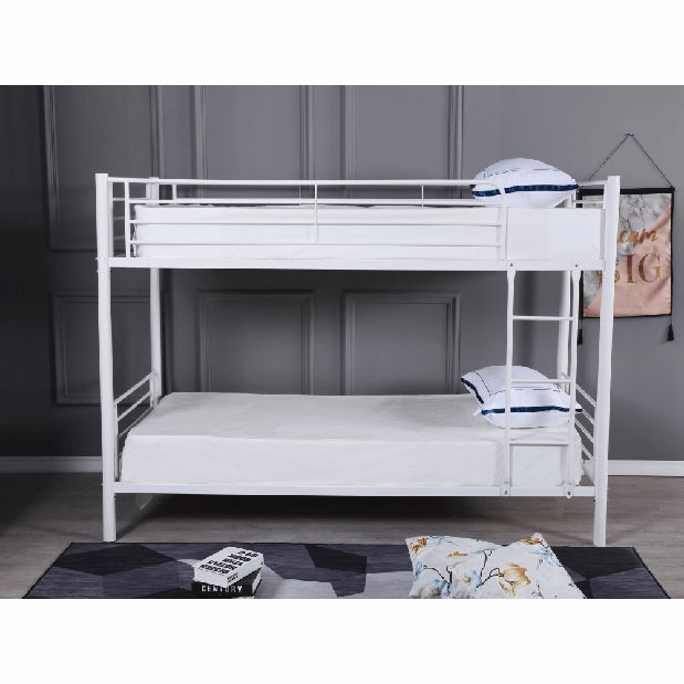 Detská poschodová posteľ 90 cm Kamila (biela) (s roštom)