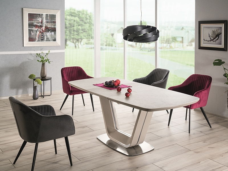 Masă de sufragerie extensibilă 160-220 cm Amanda (gri + gri) (pentru 8 și mai multe persoane)