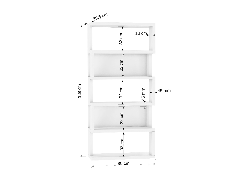 Regál Stellan (fehér + beton)