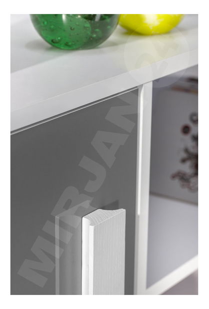 Comodă Rowan RL7 (alb + alb lucios + gri) *resigilat