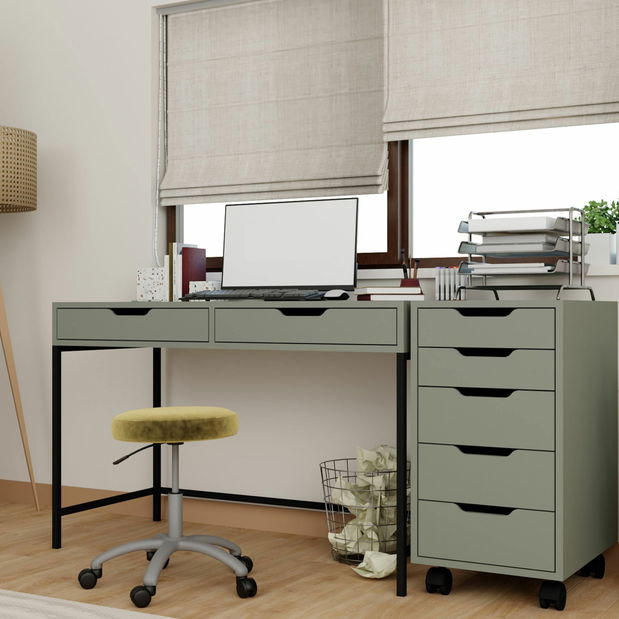 PC stolík s kancelárskym kontajnerom Worky (zelená)