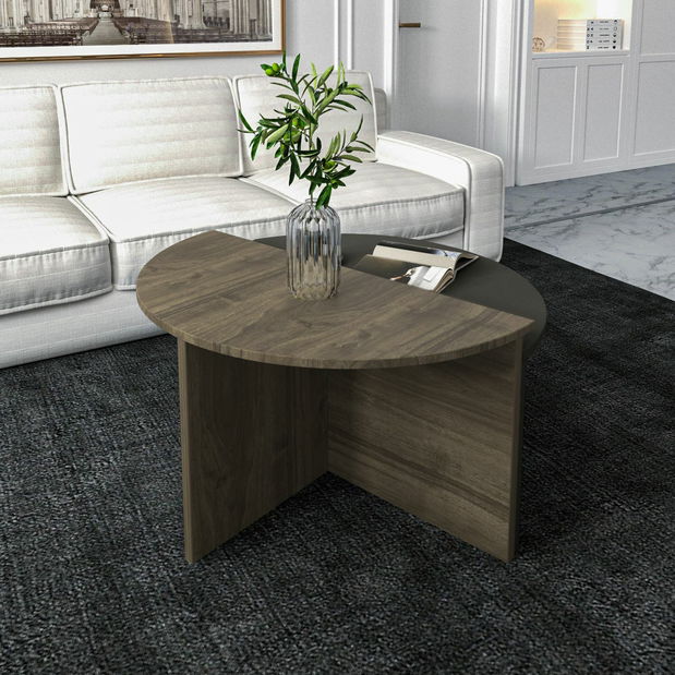 Set 2 buc. măsuțe cafea Doluna (nuc + antracit)