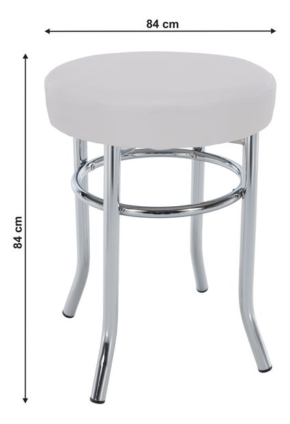 Taburet Imola (biela ekokoža + chróm) 