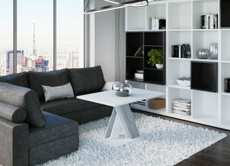 Dohányzóasztal Barax Mini (fehér + kő)