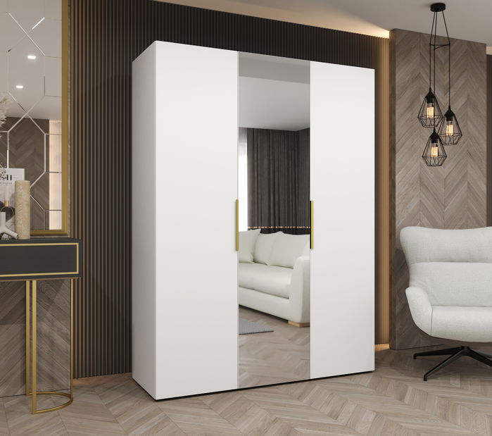 Dulap de haine 150 cm Mirabella 2 (alb + Auriu)