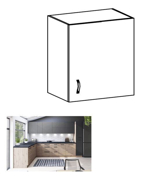 Dulap superior de bucătărie G60G Langari (stejar artisan + gri mat) (D) 