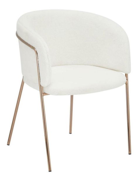 Fotoliu sufragerie de design Adomar (fildeș + roz auriu + crom) 