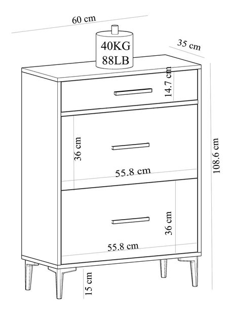 Konzolový stolík Kebose (biela + dub zafírový) 