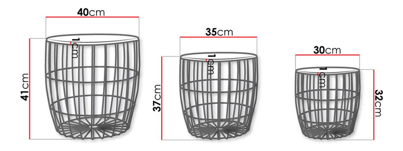 Set stolića za kavu (3 kom.) (3 kom.) Bravo (crna + prirodna)