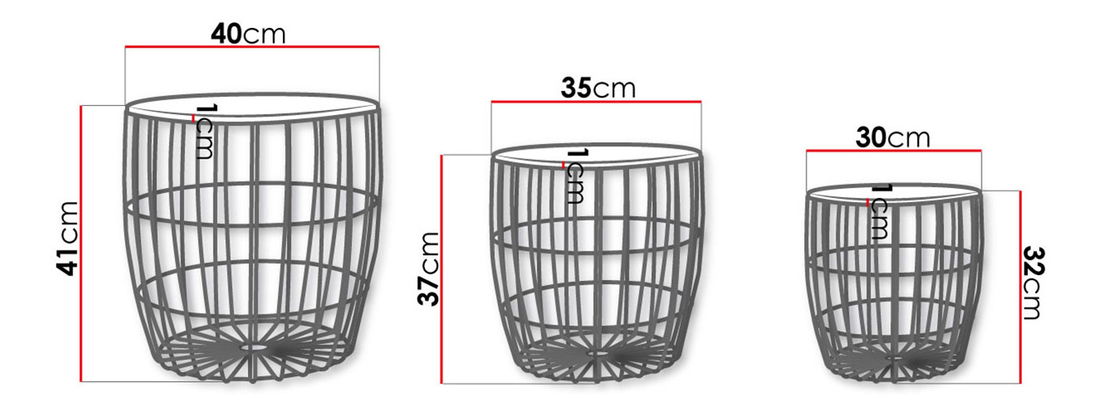 Set 3 măsuțe de cafea Bravo (negru + natural)