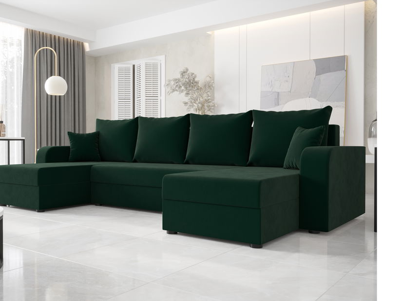 Rohová sedacia súprava U Harmony U (tmavozelená)