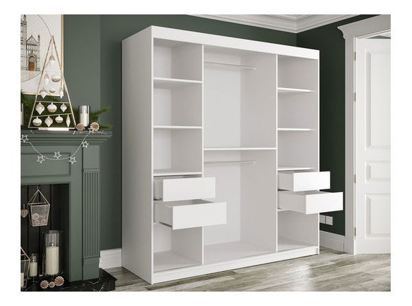 Dulap de haine Nona T (negru + marmură albă)