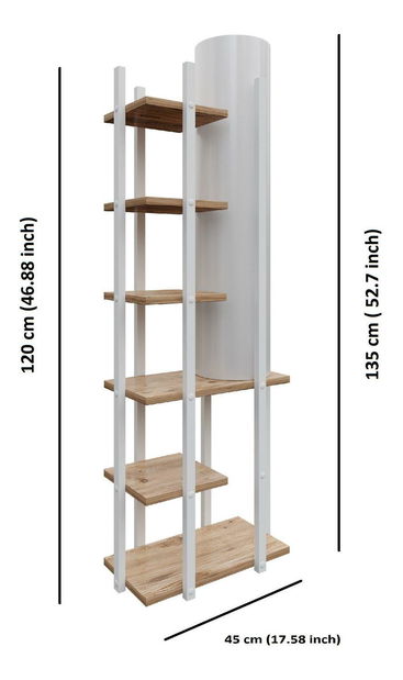 Állólámpa polcokkal Derotessa 2 (fehér + természetes)