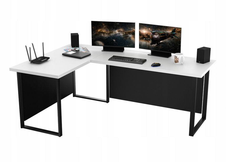 Kutni PC stol Vintid (bijela + crna)