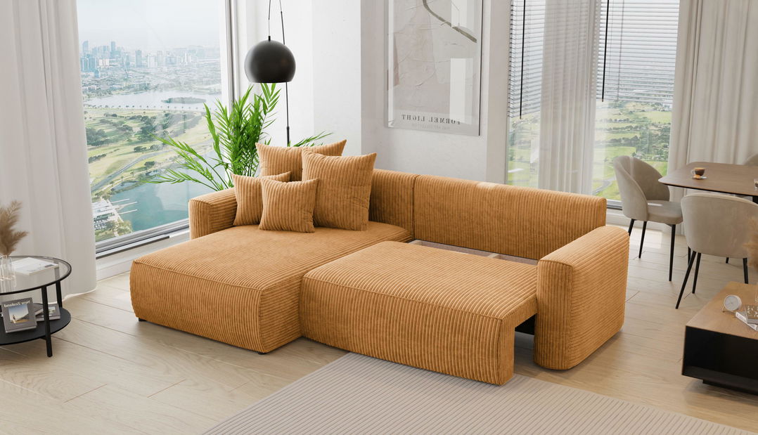 Rohová sedačka Baria (L) (horčicová)