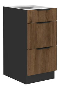 Dulap inferior de bucătărie Monzesa 40 D 3S BB (nuc okapi + negru) 