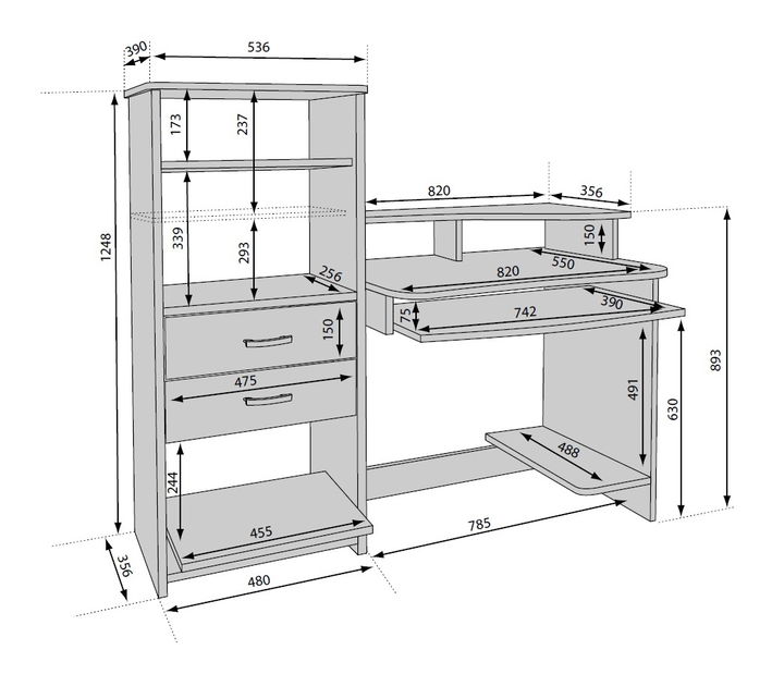 PC stolík Boston L / P
