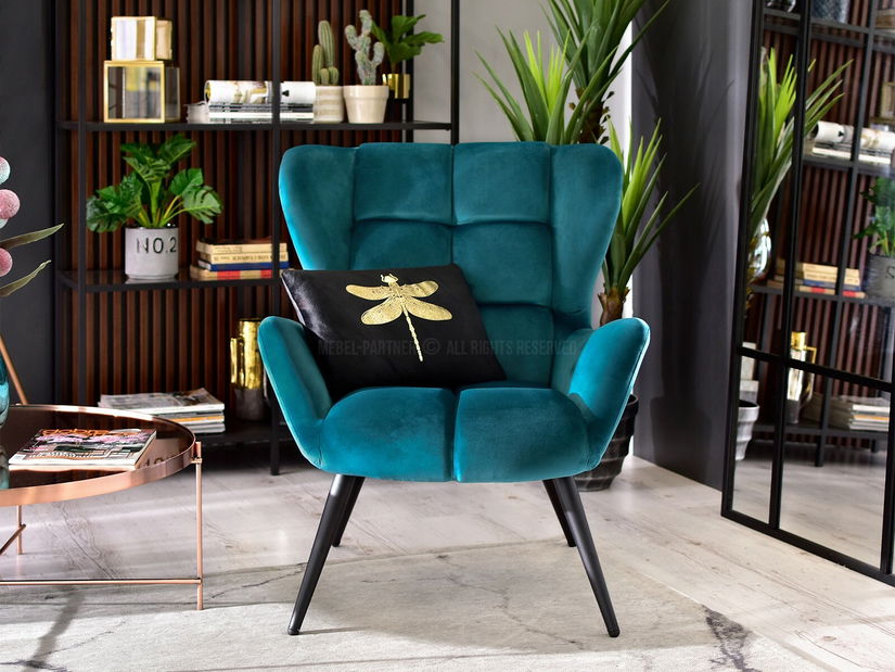 Fotel Kikino (türkiz + fekete)