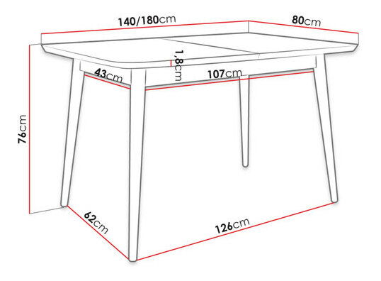 Măsuță modernă Kellan 140x80 (Negru)