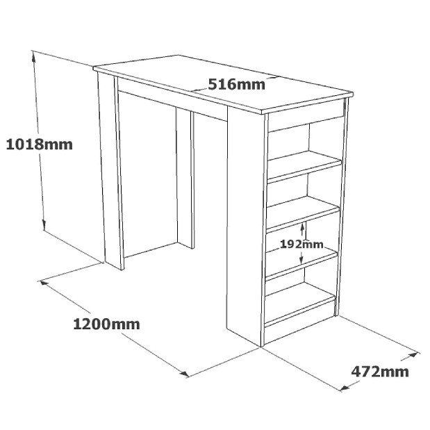 Masă tip bar Stan (Alb + gri)