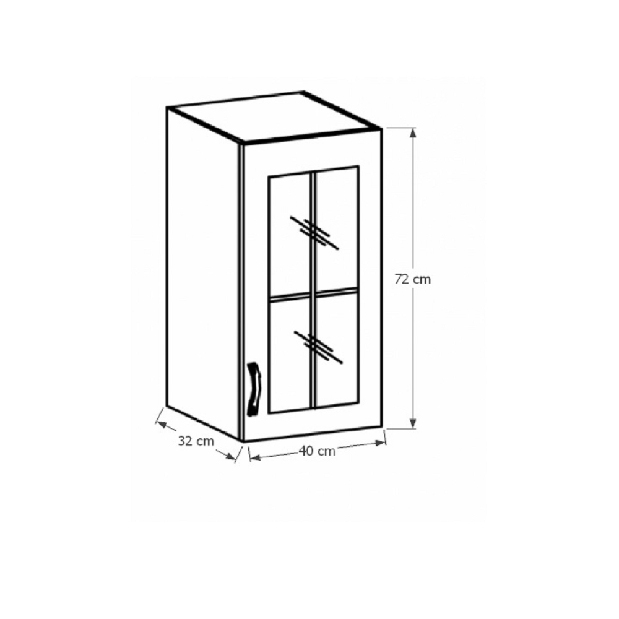 Dulap superior de bucătărie so sticlăm G40S Provense (alb + sosna andersen) (D)