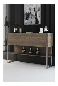 Konzolový stolík Luna 4 (strieborná + orech) 