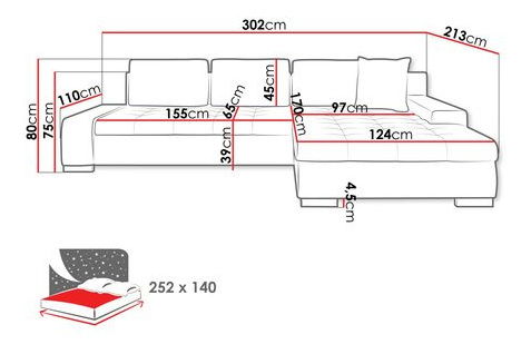 Rohová sedacia súprava Hesron (biela)