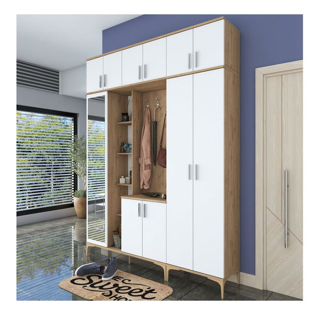 Predsoblje Emily 28 (s ogledalom) (orah + bijela)